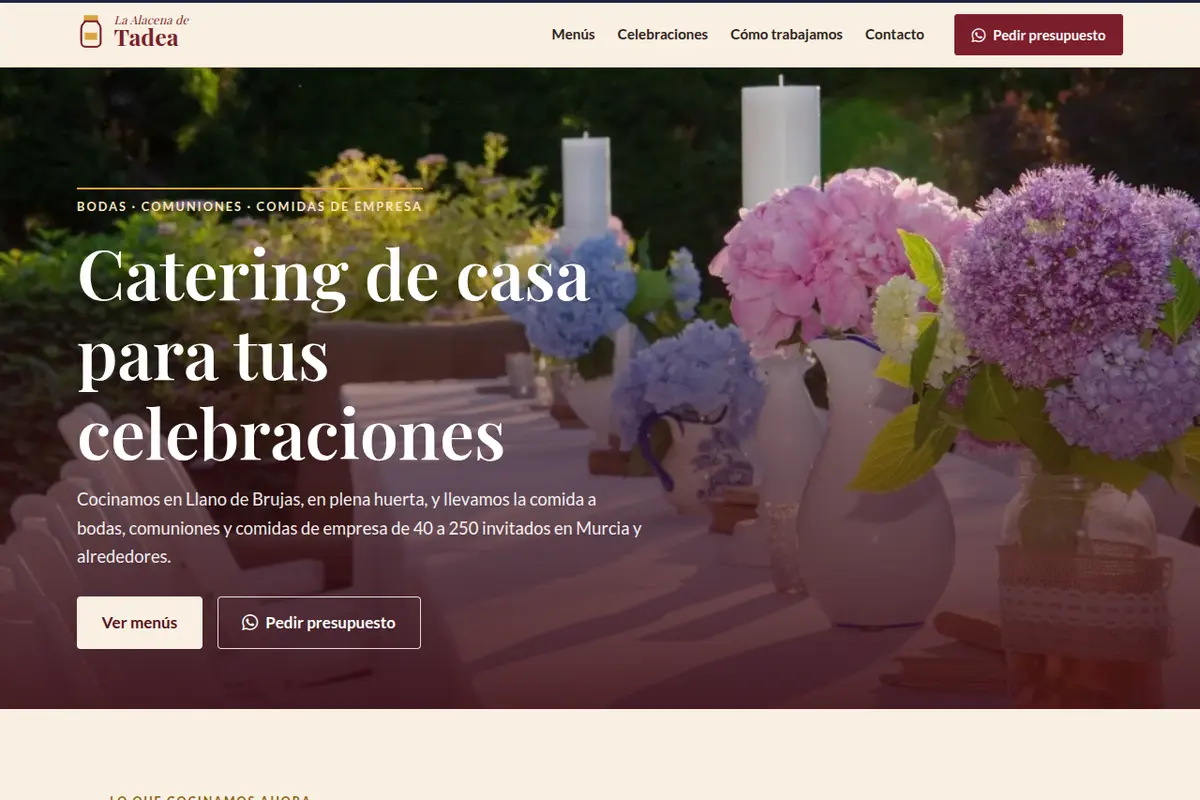 Portada de la web de ejemplo de La Alacena de Tadea
