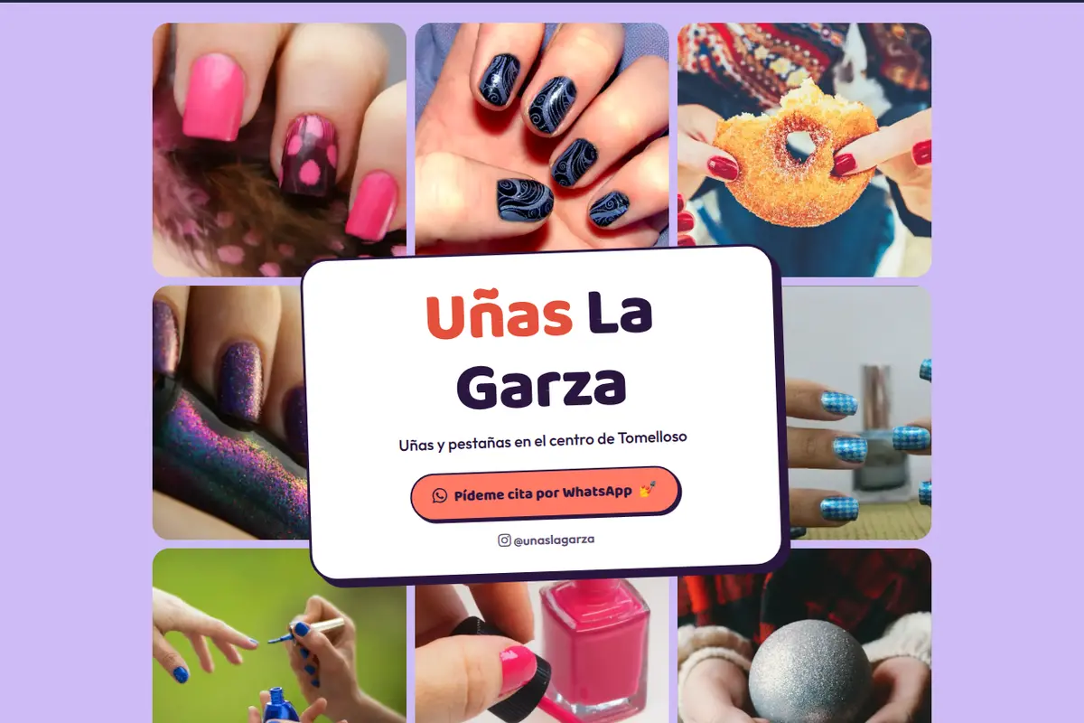 Portada de la web de ejemplo de Uñas La Garza